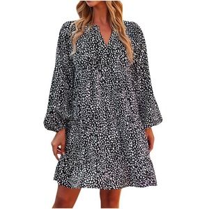 NWT ASOS Black White Leopard Print Swing Dress 6